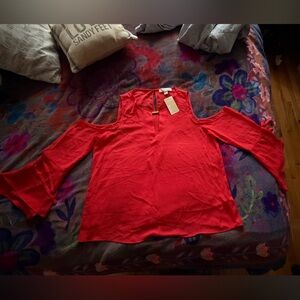 Michael Kors Vibrant cold shoulder Red Blouse XL